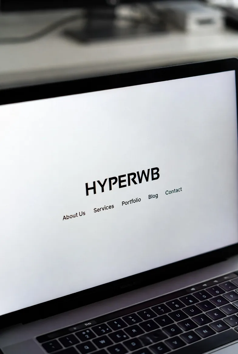Sitio web de HyperWB mostrado en una computadora portátil