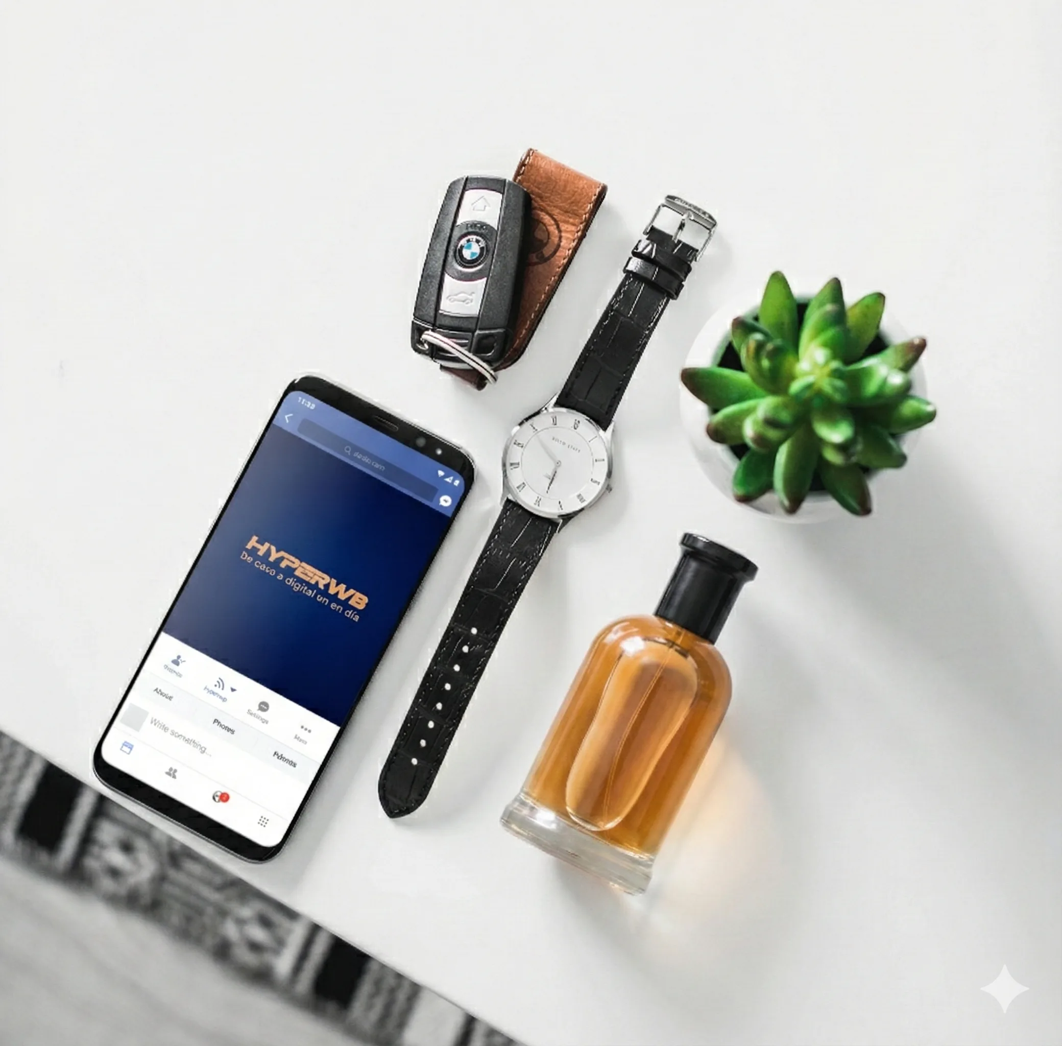 Identidad de HyperWB mostrada en un teléfono móvil