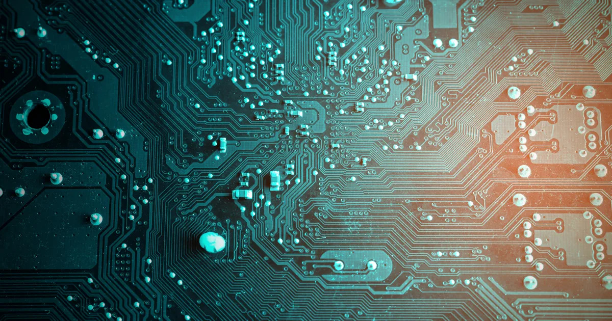 Detalle de una placa electrónica de computadora